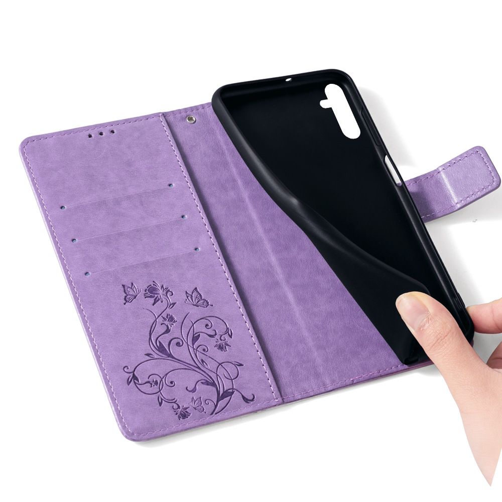 Samsung Galaxy S25 S24 S23 S22 S21 S20 S10 S9 S8 Note 20 Note 10 Note 9 Note 8 Phone Case,Butterfly Flower PU Leather Purse Wrist Strap Kickstand Case