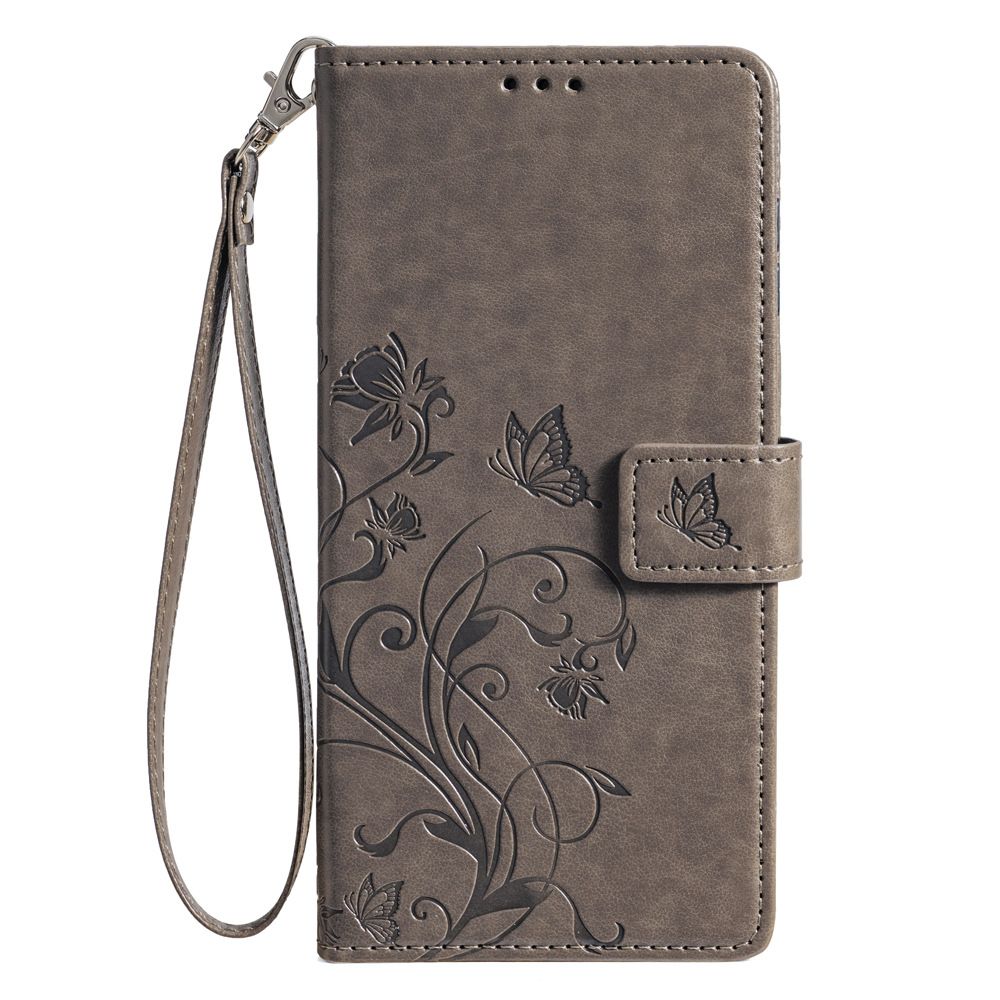 Samsung Galaxy S25 S24 S23 S22 S21 S20 S10 S9 S8 Note 20 Note 10 Note 9 Note 8 Phone Case,Butterfly Flower PU Leather Purse Wrist Strap Kickstand Case