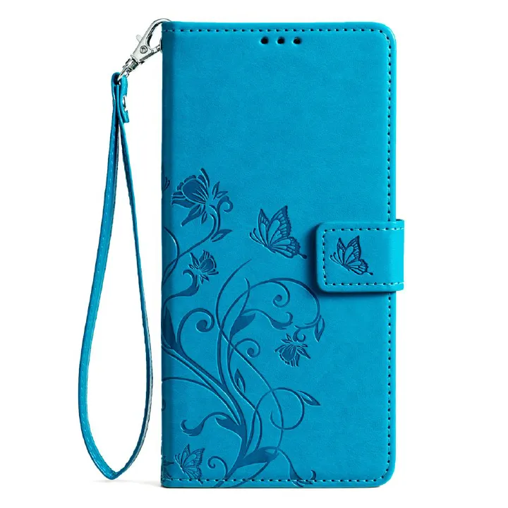 Samsung Galaxy M16 M35 M55 M52 M34 M31 M15 Xcover 7 A26 A56 A16 A36 Phone Case,Butterfly Flower PU Leather Purse Wrist Strap Kickstand Case