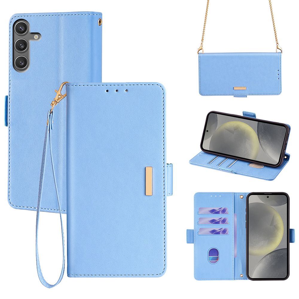 Samsung Galaxy S25 S24 S23 S22 S21 S20 S10 S9 S8 Note 20 Note 10 Note 9 Note 8 J7 Prime Leather Case,Wallet Phone Case with Handstrap Long Shoulder Strap