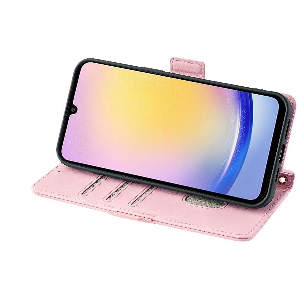 Samsung Galaxy A36 A16 A35 A55 A25 A24 A54 A34 A73 A53 A33 A71 A51 A72 A32 A22 A56 A26 A36 A04 Leather Case,Wallet Phone Case with Handstrap Long Shoulder Strap