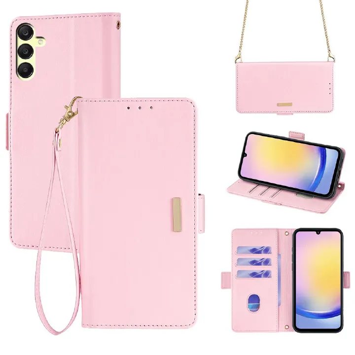 Samsung Galaxy A36 A16 A35 A55 A25 A24 A54 A34 A73 A53 A33 A71 A51 A72 A32 A22 A56 A26 A36 A04 Leather Case,Wallet Phone Case with Handstrap Long Shoulder Strap