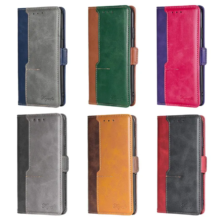 Samsung Galaxy S25 S24 S23 S22 S21 S20 S10 S9 S8 Note 20 Note 10 Note 9 Note 8 S7 Edge Case,PU Leather Wallet Spliced Color Phone Case