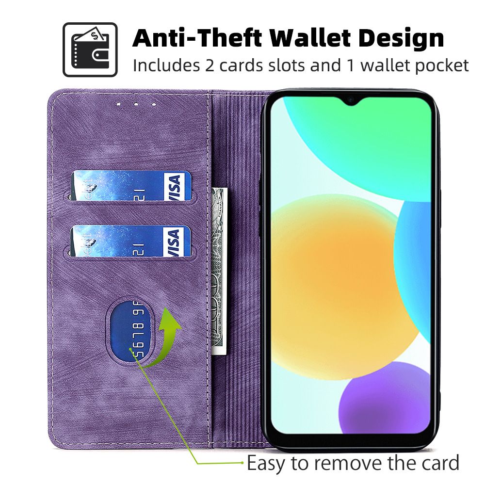 Samsung Galaxy S25 S24 S23 S22 S21 S20 S10 S9 S8 Note 20 Note 10 Note 9 Note 8 S7 Edge Case,Premium PU Leather Flip Folio Wallet RFID Blocking with Magnetic Closure Built-in Kickstand Protective Case