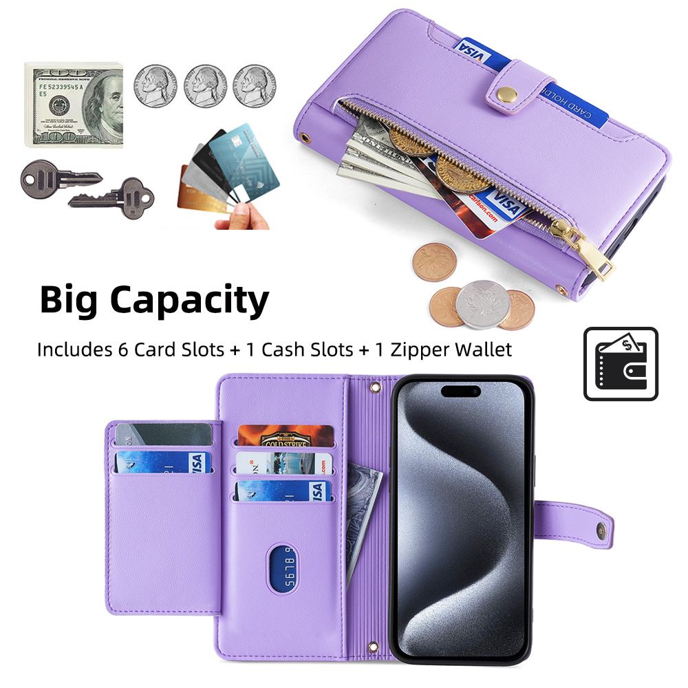 Samsung Galaxy S25 S24 S23 S22 S21 S20 S10 S9 S8 Note 20 Note 10 Note 9 Note 8 S7 Edge A04 A71 Wallet Leather Case,Flip Folio Book PU Leather Phone case Shockproof Cover with Zipper Credit Card Holder