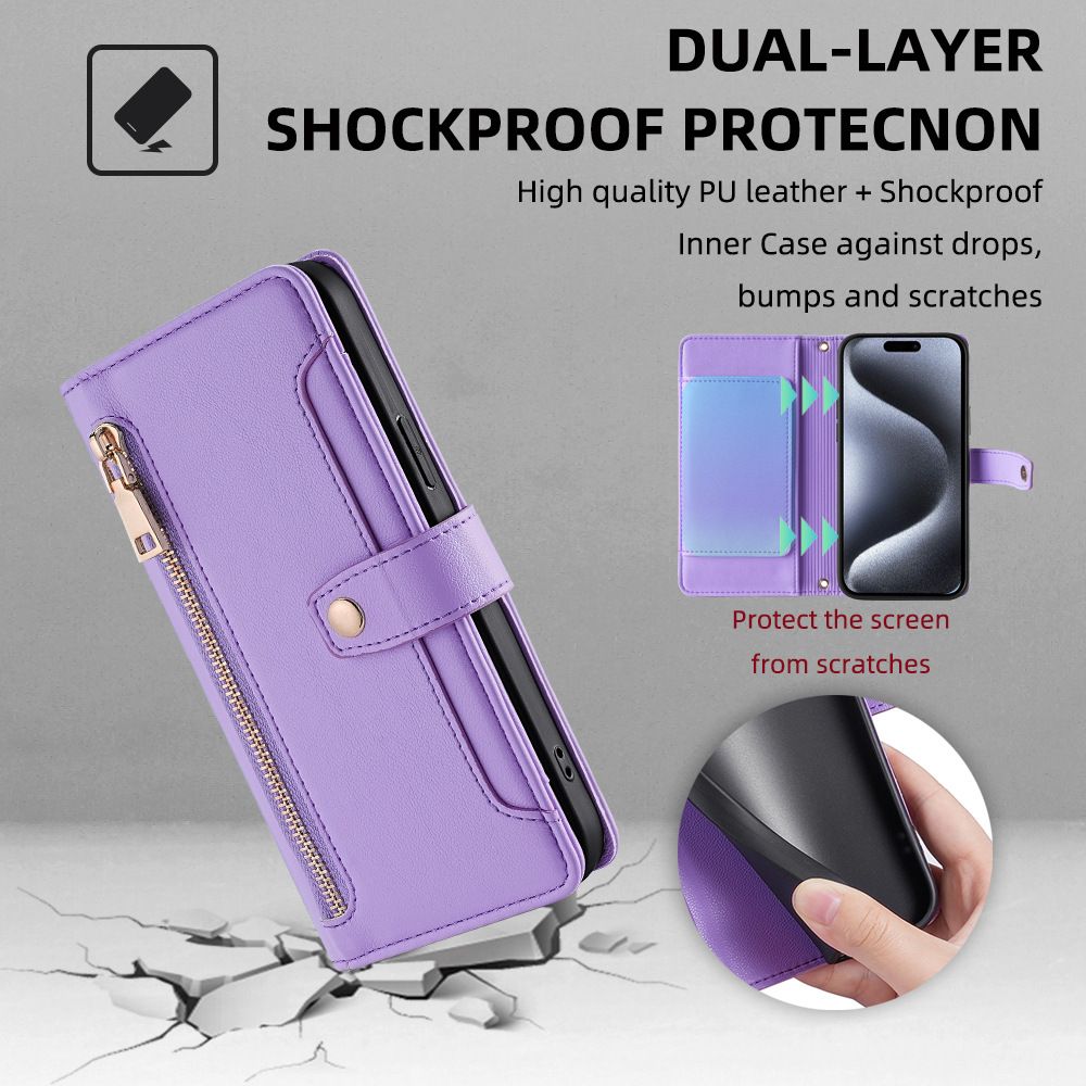 Samsung Galaxy S25 S24 S23 S22 S21 S20 S10 S9 S8 Note 20 Note 10 Note 9 Note 8 S7 Edge A04 A71 Wallet Leather Case,Flip Folio Book PU Leather Phone case Shockproof Cover with Zipper Credit Card Holder