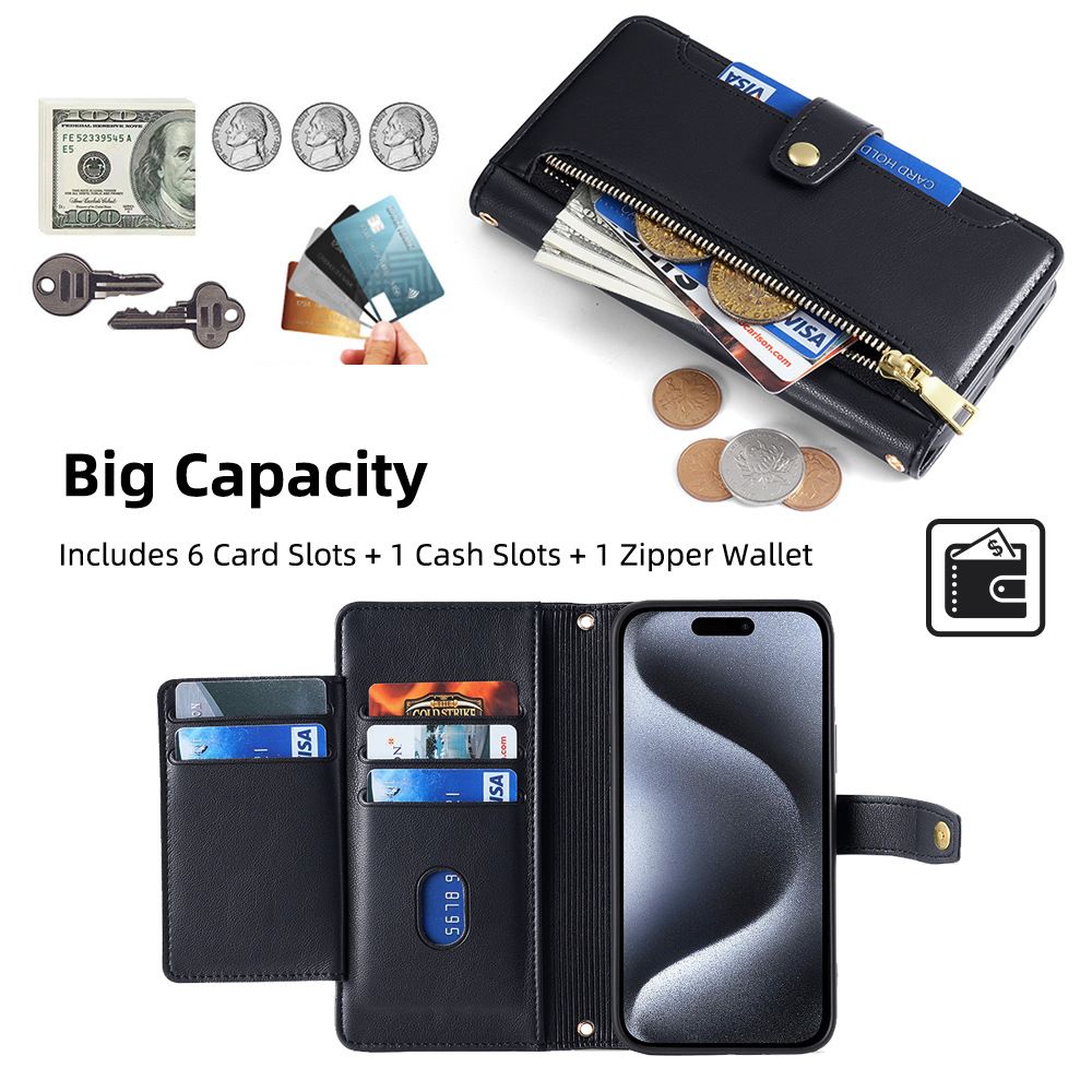 Samsung Galaxy A56 A26 A36 A35 A55 A16 A15 A24 A54 A34 A73 A53 A33 A72 A42 A22 A90 A70 A60 A50 Wallet Leather case,Flip Folio Book PU Leather Phone case Shockproof Cover with Zipper Credit Card Holder