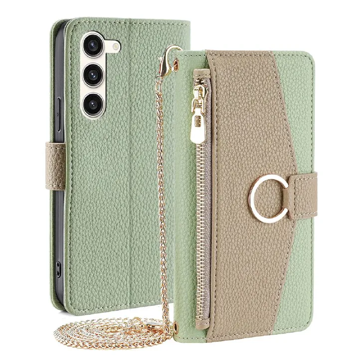 Samsung Galaxy S25 S24 S23 S22 S21 S20 S10 S9 S8 Note 20 Note 10 Note 9 Note 8 S7 Edge A04 A71 Wallet Case,Leather Crossbody Zipper Folio Flip Kickstand Protective Shockproof Cover