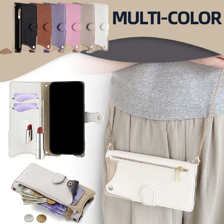 Samsung Galaxy S25 S24 S23 S22 S21 S20 S10 S9 S8 Note 20 Note 10 Note 9 Note 8 S7 Edge A04 A02 A71 Crossbody Wallet Case，Wallet RFID Blocking Shoulder Strap Zipper Pocket Phone Case