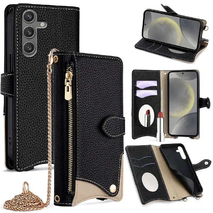 Samsung Galaxy A56 A26 A36 A35 A55 A16 A15 A24 A54 A34 A73 A53 A33 A51 A52 A22 A21S A20E A90 A70 A50 A30 Crossbody Wallet Case，Wallet RFID Blocking Shoulder Strap Zipper Pocket Phone Case