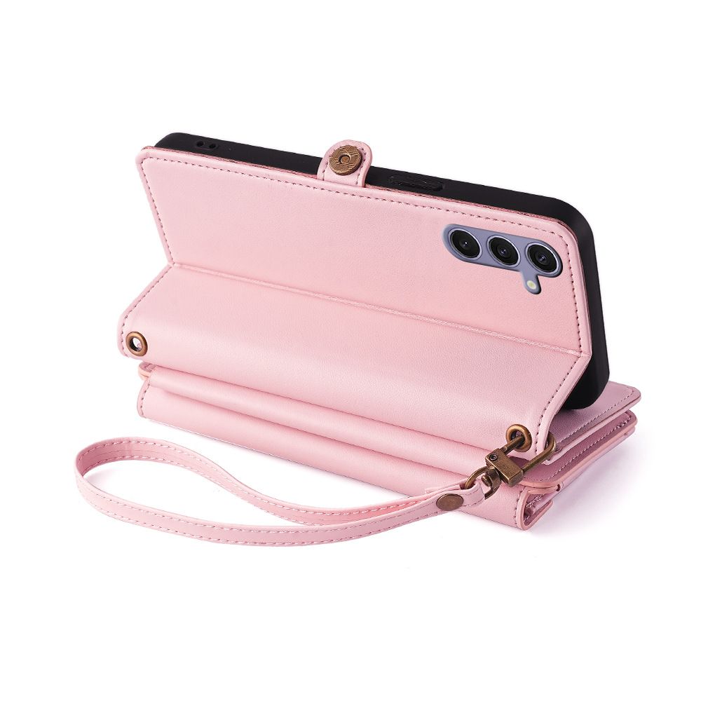 Samsung Galaxy S25 S24 S23 S22 S21 S20 S10 S9 S8 Note 20 Note 10 Note 9 Note 8 S7 Edge Case,Crossbody Multifunction Wallet RFID Blocking Shoulder Strap Zipper Pocket Phone Case