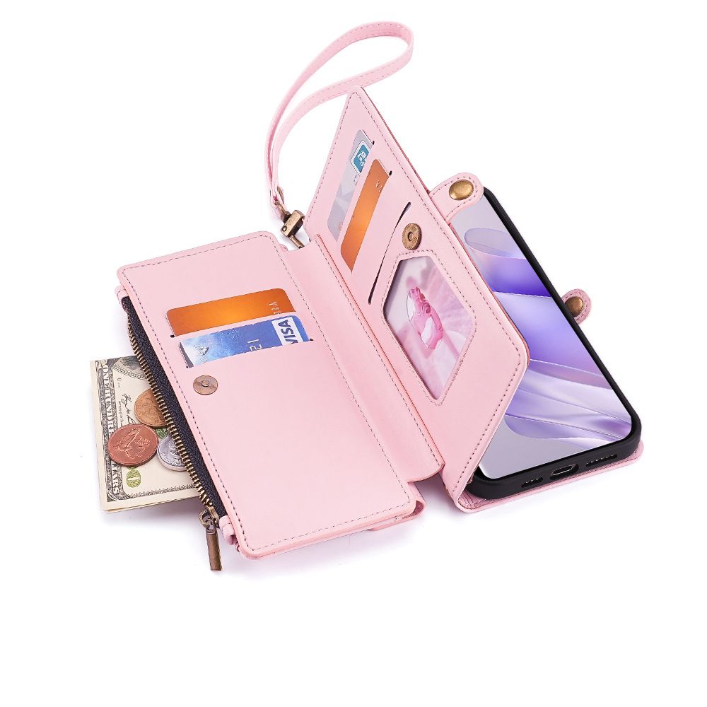 Samsung Galaxy S25 S24 S23 S22 S21 S20 S10 S9 S8 Note 20 Note 10 Note 9 Note 8 S7 Edge Case,Crossbody Multifunction Wallet RFID Blocking Shoulder Strap Zipper Pocket Phone Case