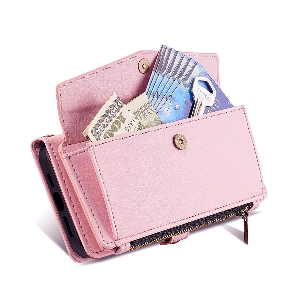 Samsung Galaxy S25 S24 S23 S22 S21 S20 S10 S9 S8 Note 20 Note 10 Note 9 Note 8 S7 Edge Case,Crossbody Multifunction Wallet RFID Blocking Shoulder Strap Zipper Pocket Phone Case