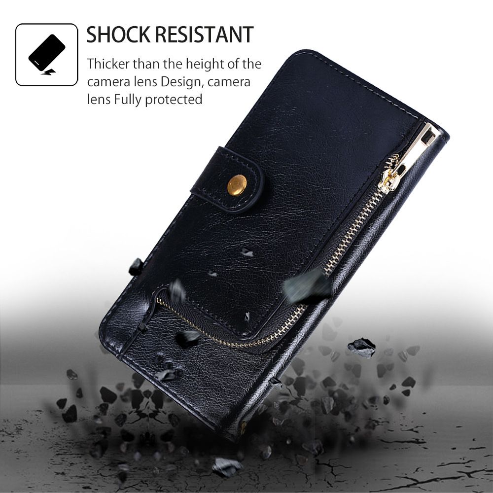 Samsung Galaxy S25 S24 S23 S22 S21 S20 S10 S9 S8 Note 20 Note 10 Note 9 Note 8 S7 Edge Case,Pu Leather Wallet Zipper Shockproof Phone Case