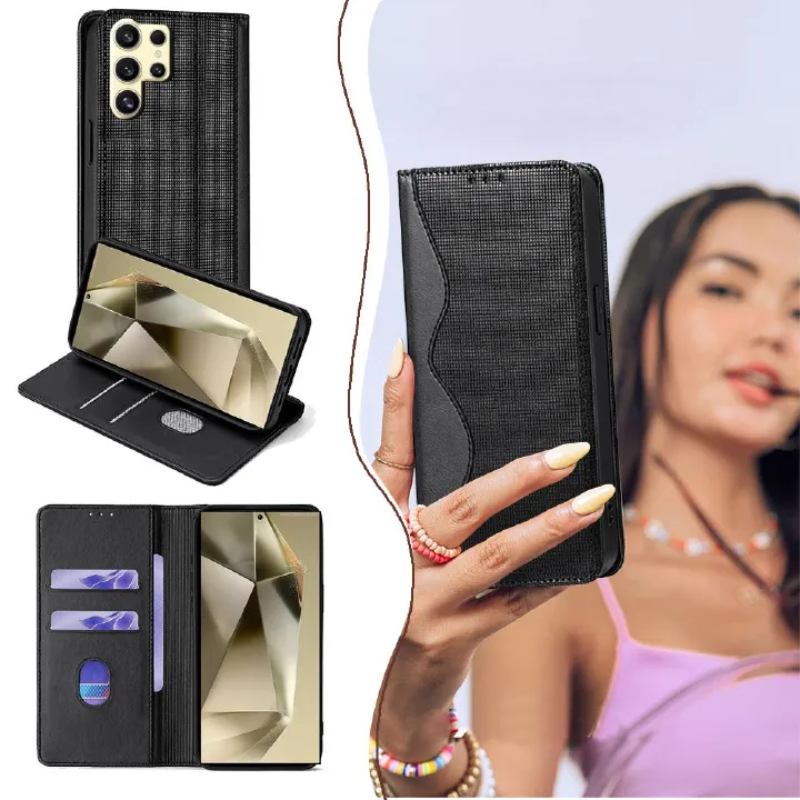 Samsung Galaxy S25 S24 S23 S22 S21 S20 S10 S9 S8 Note 20 Note 10 Note 9 Note 8 S7 Edge Leather Case,Wallet Folio Case with Magnetic Closure Phone Case