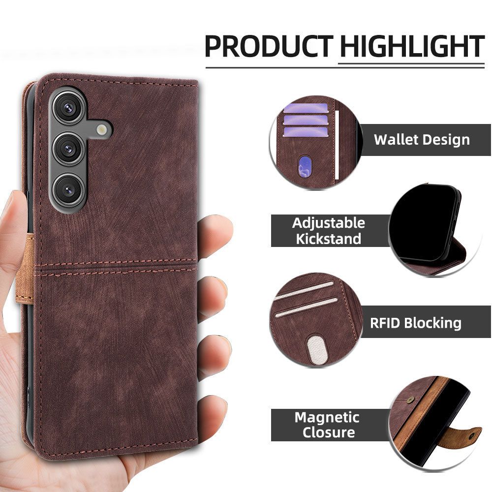 Samsung Galaxy S25 S24 S23 S22 S21 S20 S10 S9 S8 Note 20 Note 10 Note 9 Note 8 S7 Edge Wallet Case, Leather Folio Flip Kickstand Protective Shockproof Phone Case