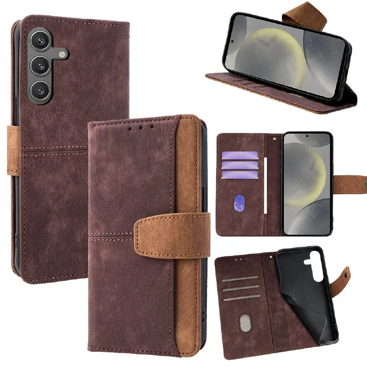 Samsung Galaxy S25 S24 S23 S22 S21 S20 S10 S9 S8 Note 20 Note 10 Note 9 Note 8 S7 Edge Wallet Case, Leather Folio Flip Kickstand Protective Shockproof Phone Case