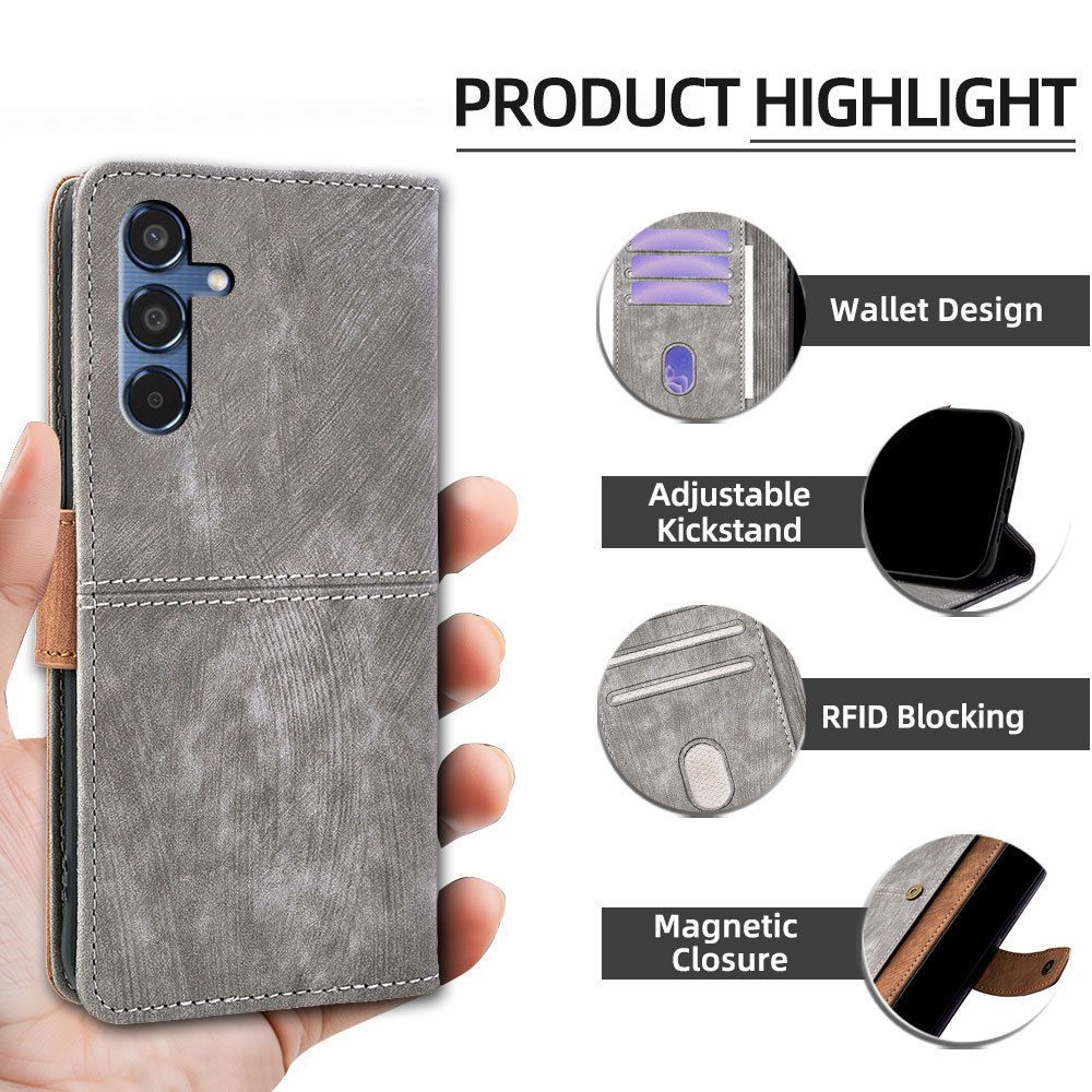 Samsung Galaxy M16 M35 M55 M15 M34 M54 M14 M13 M33 M53 M52 M62 M32 M31 M30 F14 F52 A21S A20E A90 A70 A60 A50 A40 A30 Wallet Case, Leather Folio Flip Kickstand Protective Shockproof Phone Case