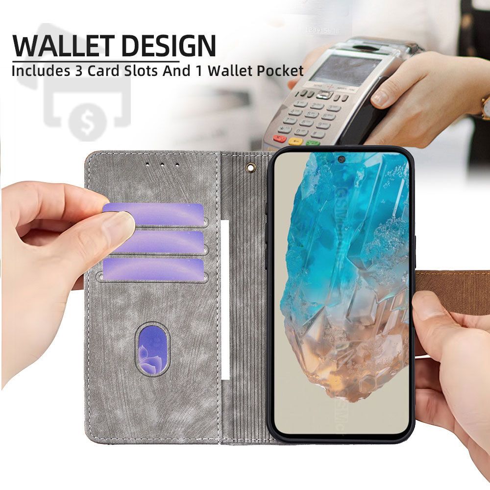 Samsung Galaxy M16 M35 M55 M15 M34 M54 M14 M13 M33 M53 M52 M62 M32 M31 M30 F14 F52 A21S A20E A90 A70 A60 A50 A40 A30 Wallet Case, Leather Folio Flip Kickstand Protective Shockproof Phone Case