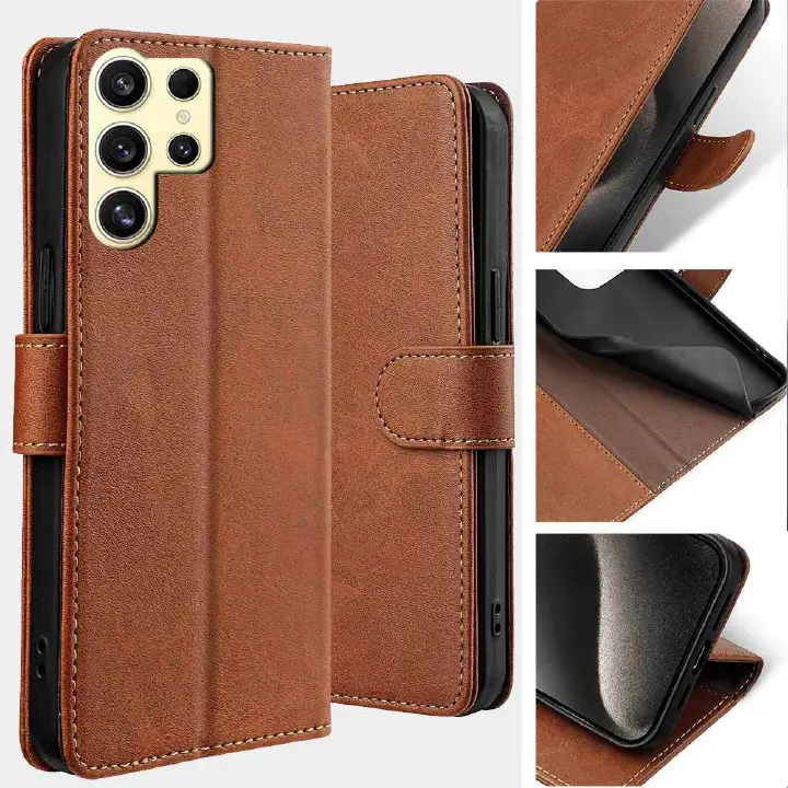 Samsung Galaxy S25 S24 S23 S22 S21 S20 S10 S9 S8 Note 20 Note 10 Note 9 Note 8 S7 Edge Case,Leather Magnetic Closure Shockproof Phone Case