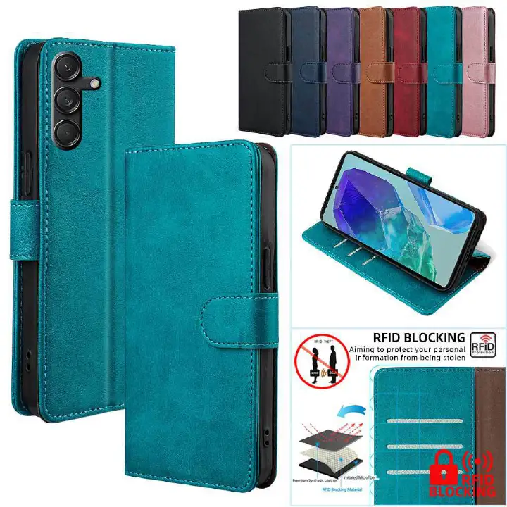 Samsung Galaxy M16 M35 M55 M15 M34 M54 M14 M13 M33 M53 M52 M62 M32 M31 M30 F14 F52 A21S A20E A90 A70 A60 A50 A40 A30 Case,Leather Magnetic Closure Shockproof Phone Case