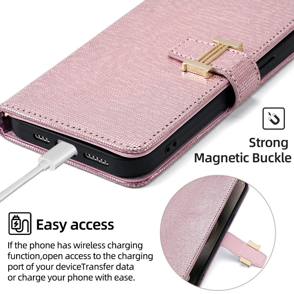 Samsung Galaxy S25 S24 S23 S22 S21 S20 S10 S9 S8 Note 20 Note 10 Note 9 Note 8 S7 Edge Case,Wallet Leather Phone Case with Magnetic Buckle Long Shoulder Strap