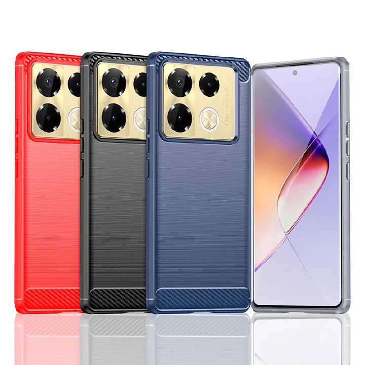 Infinix Note 40 Pro/Note 12/Hot 12 Pro/Hot 20 Case, Flexible TPU Bumper with Brushed Carbon Fiber Texture [Shock Absorption] Protective Cover, Designed for Infinix Note 40 Pro/Note 12/Hot 12 Pro