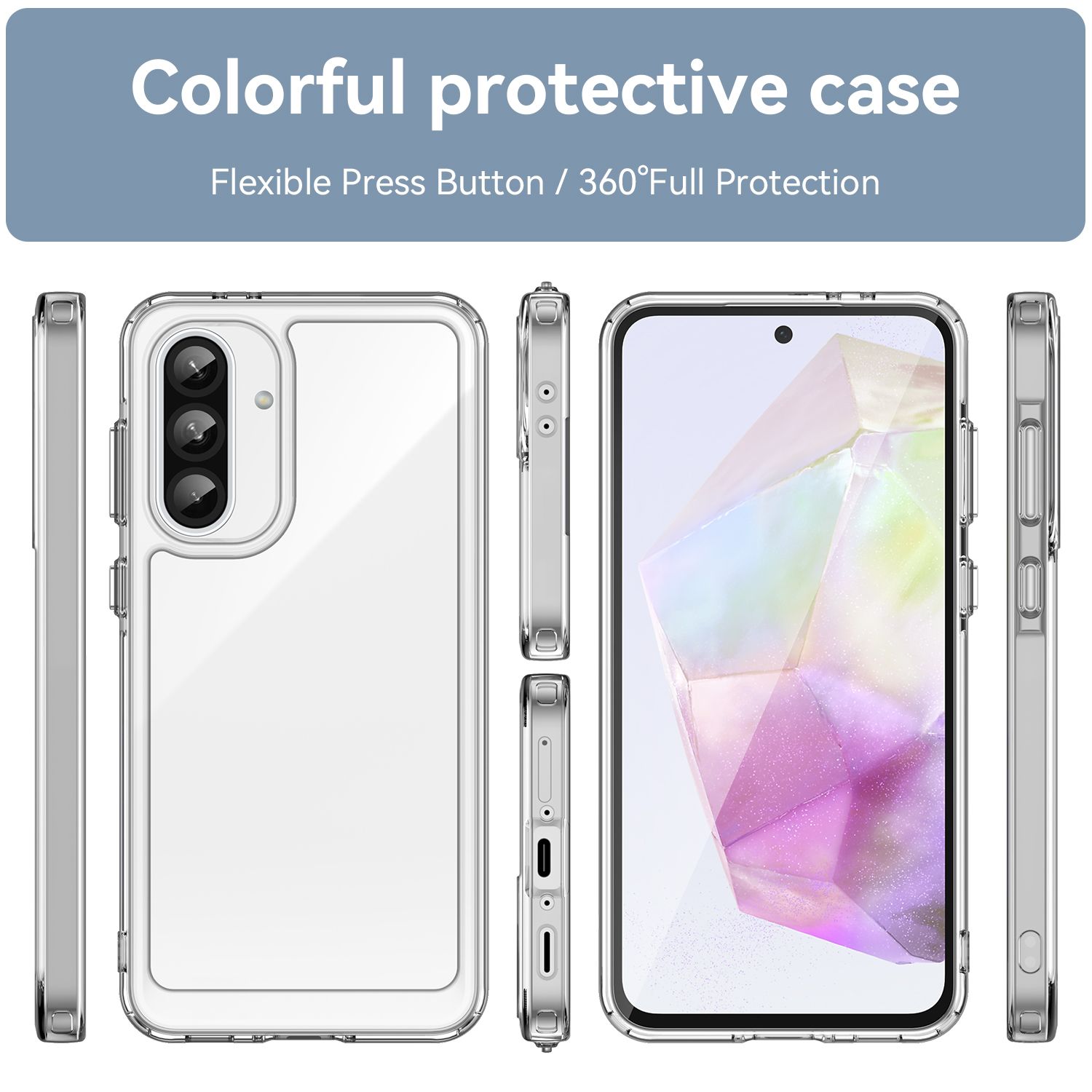 Samsung Galaxy A26 A56 A36 A15 A06 A16 A55 A35 A05 A24 A34 A53 A04S A54 A13 A23 A14 A25 A33 A73 Note 20 Note 10Case,Clear Designed Shockproof Phone Case, Bumper Hybrid Transparent Cover