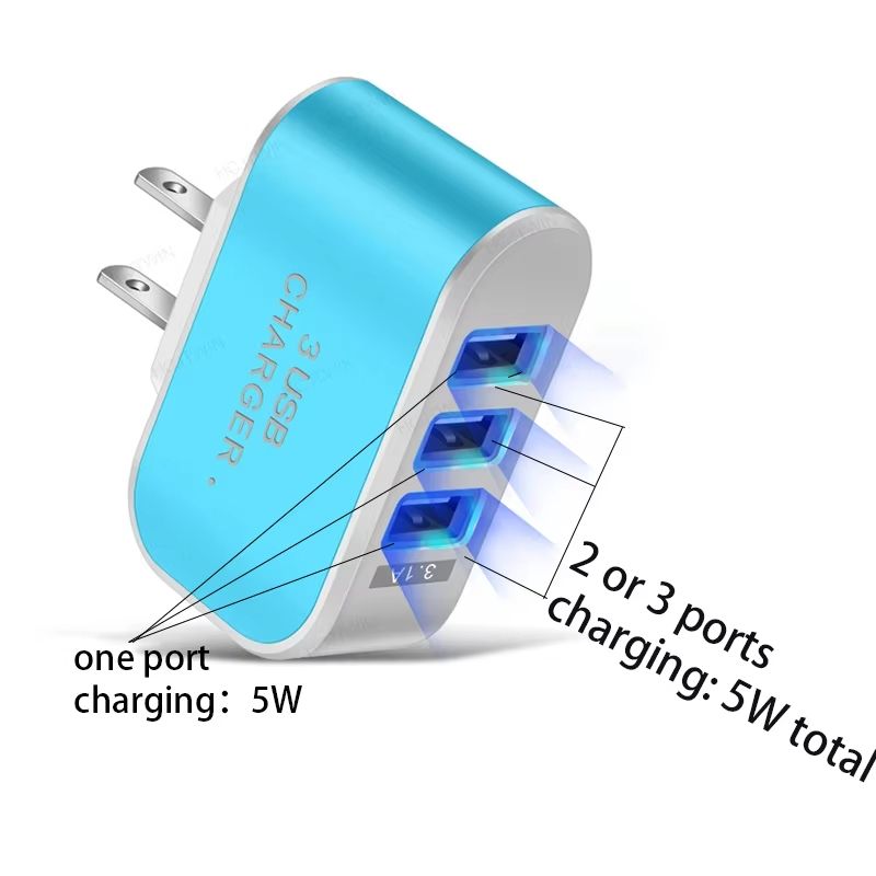 3 in 1 Multifunctional USB Charger Fast Charging Head 5V 1A USB EU/US Plug Mobile Phone Charge Adapter for iPhone Samsung Xiaomi