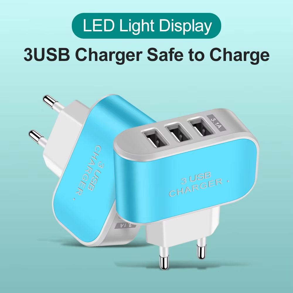 3 in 1 Multifunctional USB Charger Fast Charging Head 5V 1A USB EU/US Plug Mobile Phone Charge Adapter for iPhone Samsung Xiaomi