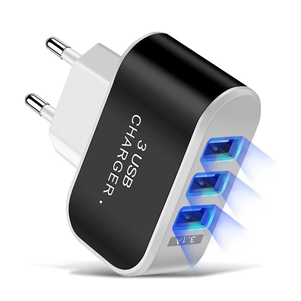 3 in 1 Multifunctional USB Charger Fast Charging Head 5V 1A USB EU/US Plug Mobile Phone Charge Adapter for iPhone Samsung Xiaomi