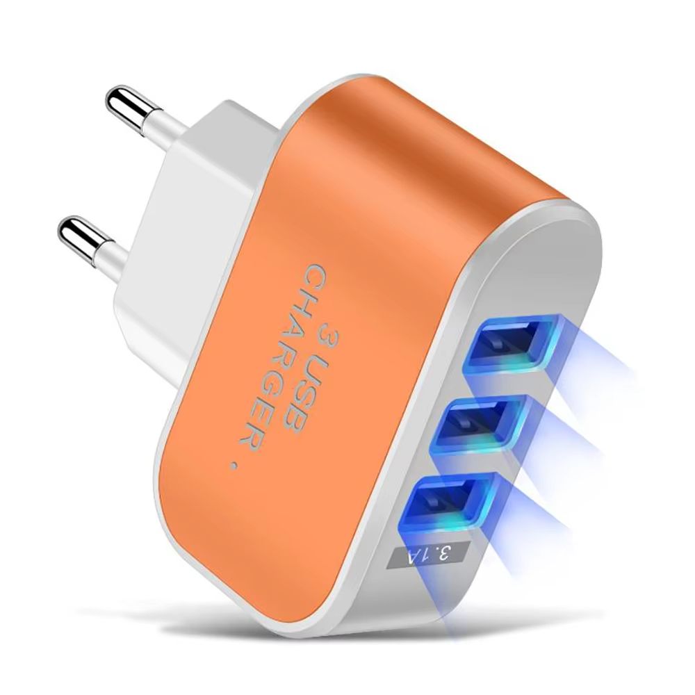 3 in 1 Multifunctional USB Charger Fast Charging Head 5V 1A USB EU/US Plug Mobile Phone Charge Adapter for iPhone Samsung Xiaomi