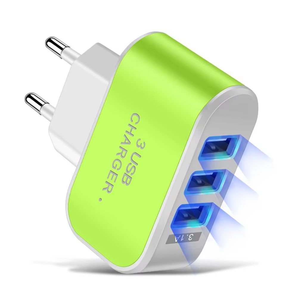 3 in 1 Multifunctional USB Charger Fast Charging Head 5V 1A USB EU/US Plug Mobile Phone Charge Adapter for iPhone Samsung Xiaomi