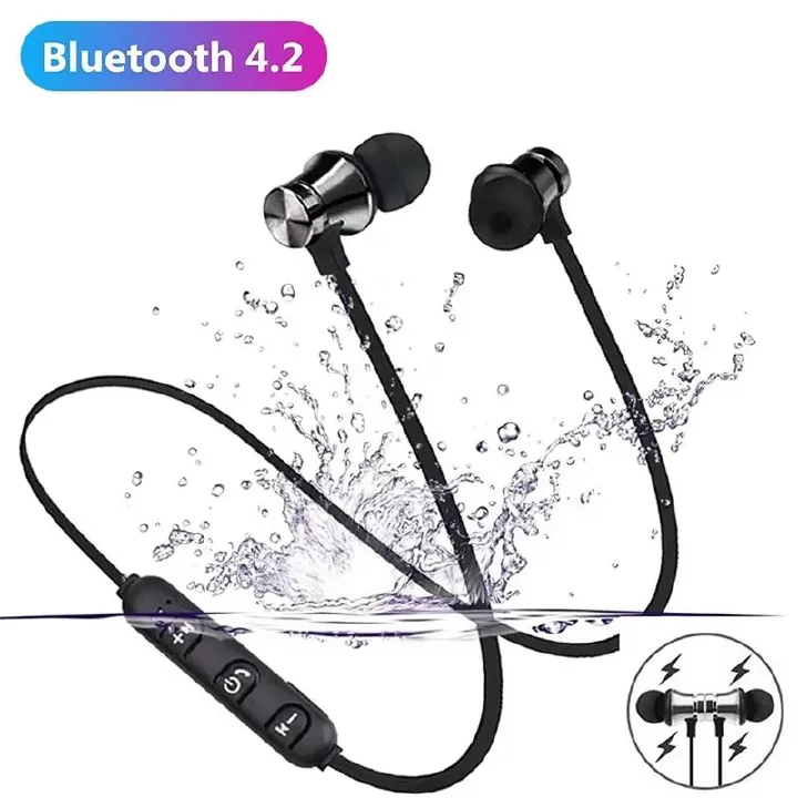 sports magnetic Bluetooth earphone in ear wireless neckband headphones stereo music headset with mic for samrtphones
