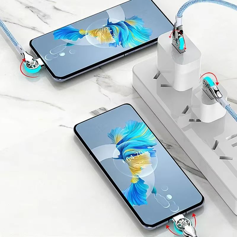 Fast Charging 180 Degree Rotation Cable Alloy Micro Type C Data Cable for Huawei Samsung Xiaomi Braided Phone Charger Accessory