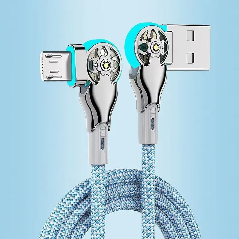 Fast Charging 180 Degree Rotation Cable Alloy Micro Type C Data Cable for Huawei Samsung Xiaomi Braided Phone Charger Accessory