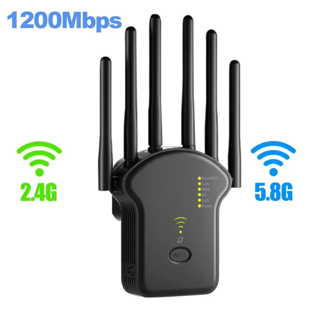 1200Mbps Wireless WiFi Repeater Wifi Signal Booster Dual-Band 2.4G 5G WiFi Extender 802.11ac Gigabit WiFi Amplifier WPS Router