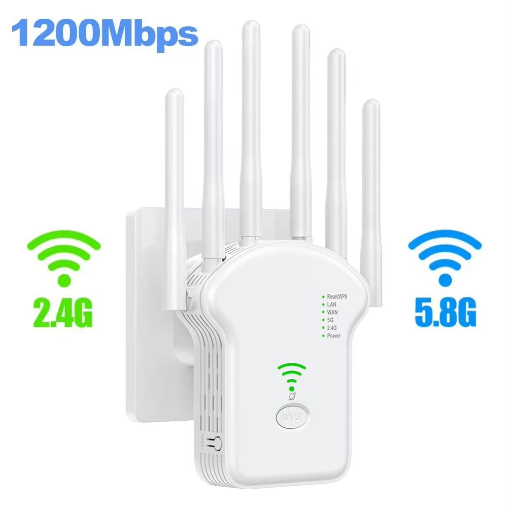 1200Mbps Wireless WiFi Repeater Wifi Signal Booster Dual-Band 2.4G 5G WiFi Extender 802.11ac Gigabit WiFi Amplifier WPS Router