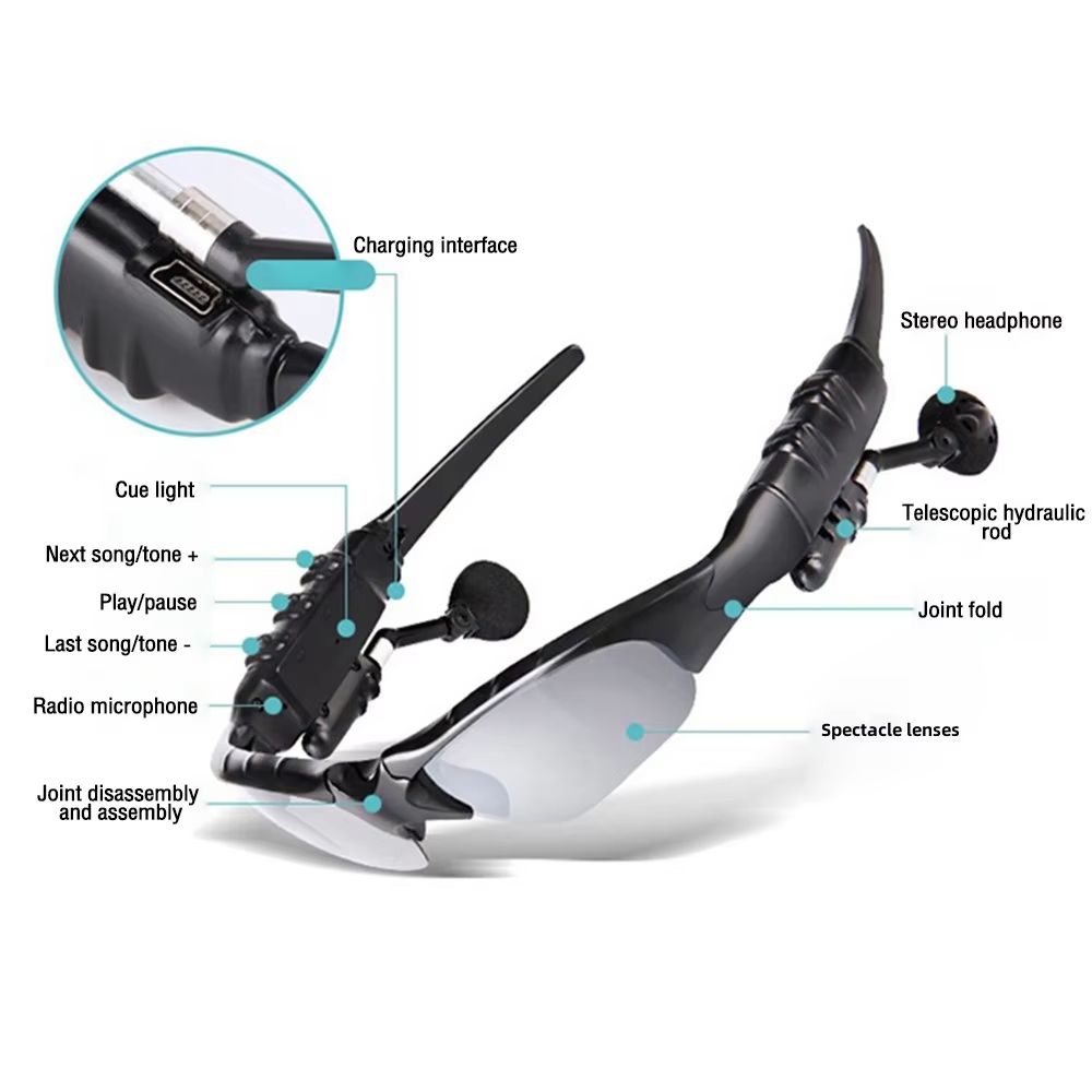 Smart Wireless Bluetooth Sunglasses Motorcycle Equipments Riding Glasses Wireless Headset Bluetooth Handsfree Call Headphones