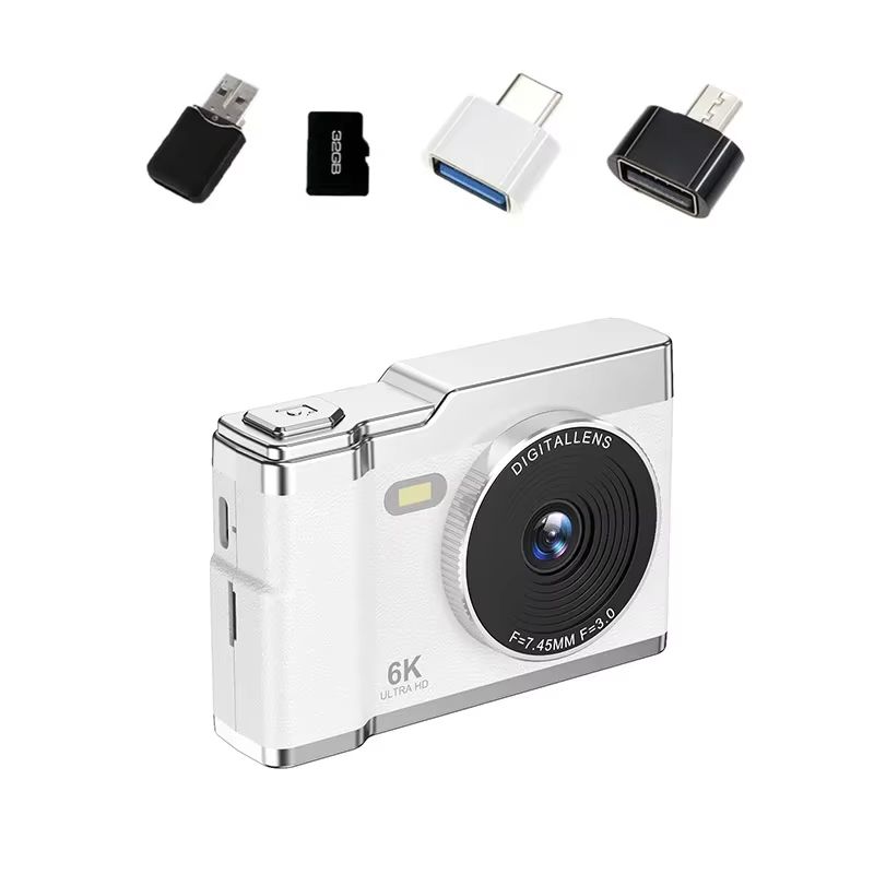 6K HD Digital Camera 2.4in IPS Display 8X Zoom 64MP Video Camera With Fill Light 4K Selfie Camera For Kids Students Teens 2025