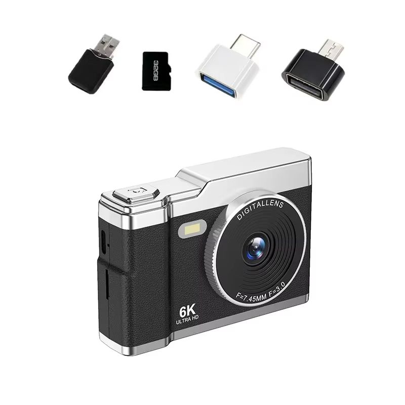 6K HD Digital Camera 2.4in IPS Display 8X Zoom 64MP Video Camera With Fill Light 4K Selfie Camera For Kids Students Teens 2025
