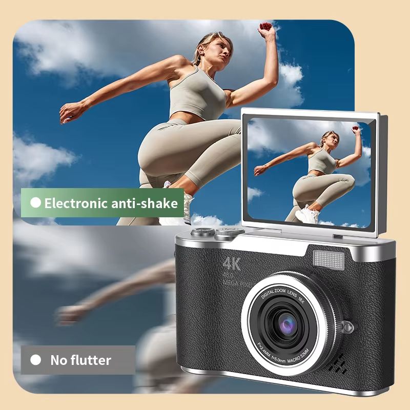 4K CCD 8X Digital Zoom Digital Camera for Student 48MP Compact Digital Photography Camera 180°Flip Screen Selfile Camera RENEAR