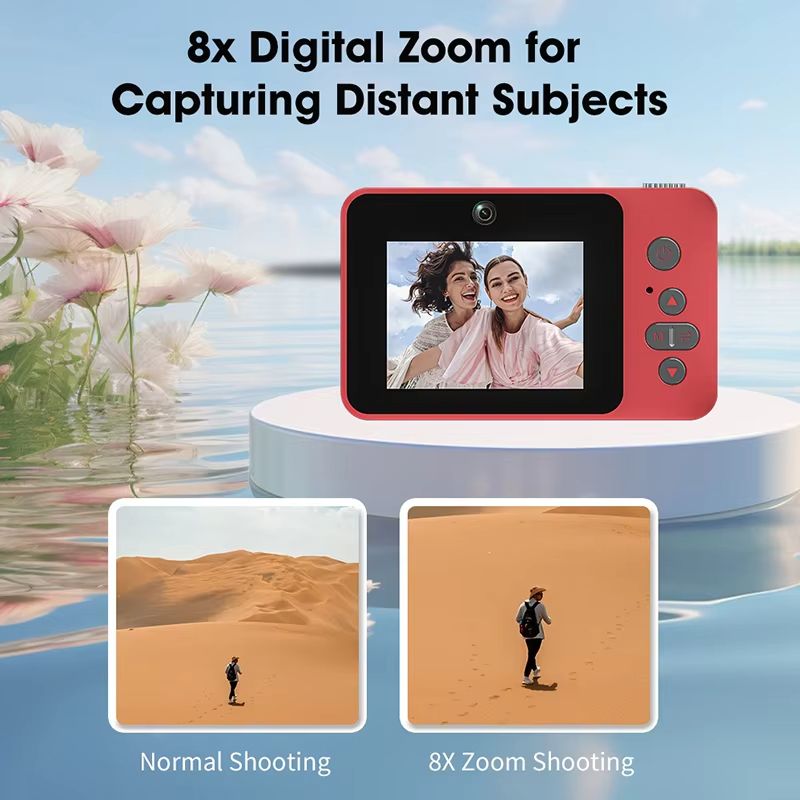 Mini Digital Camera 8X Zoom Portable CCD Card Camera 1080P FHD MP3 Music Games Video Vlogging Travel Selfie Camera Kids Gift