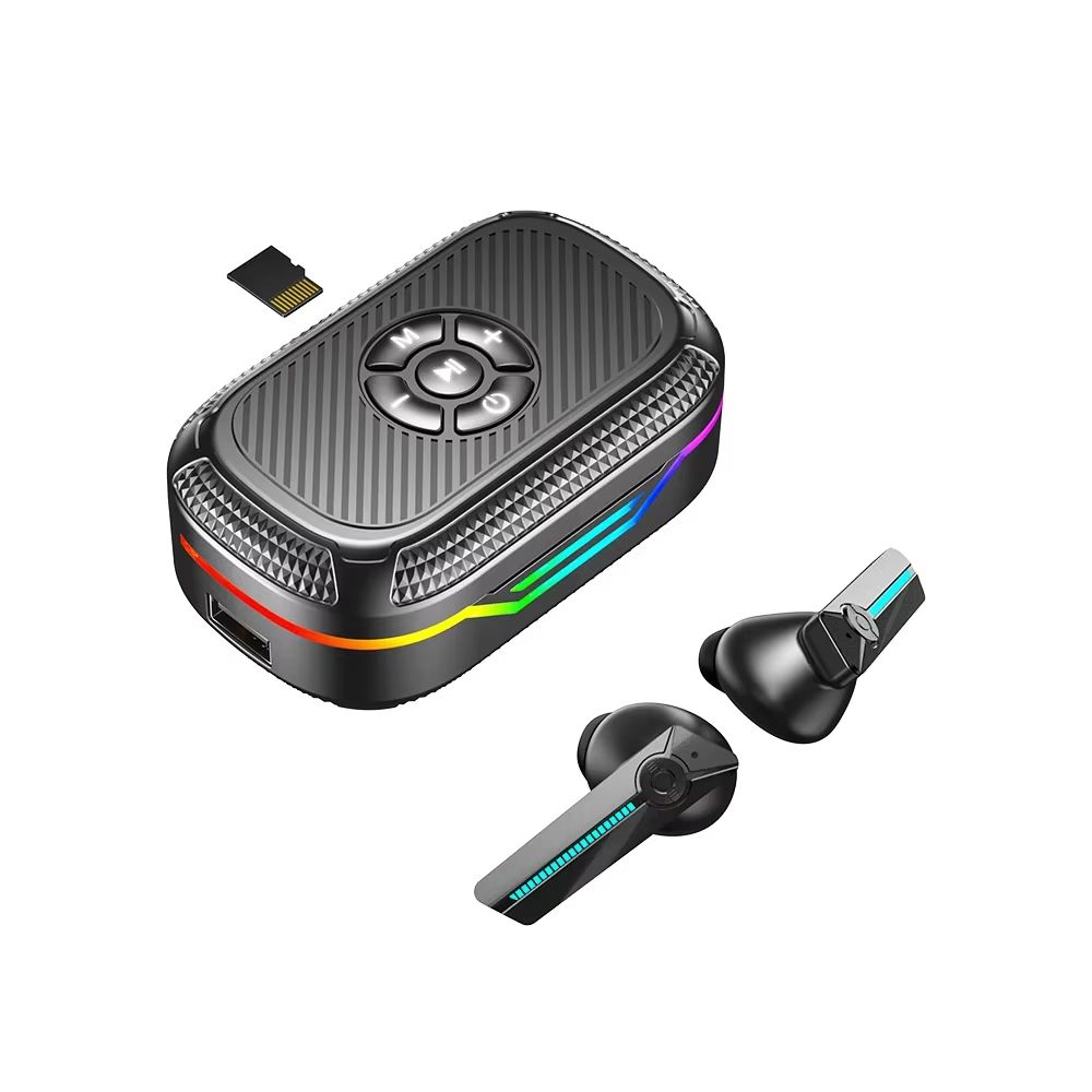 TWS Wireless Bluetooth 5.3 Earphones Noise Reduction Headset Touch Control Sound Stereo Earbuds Sport Headphones Support SD Card