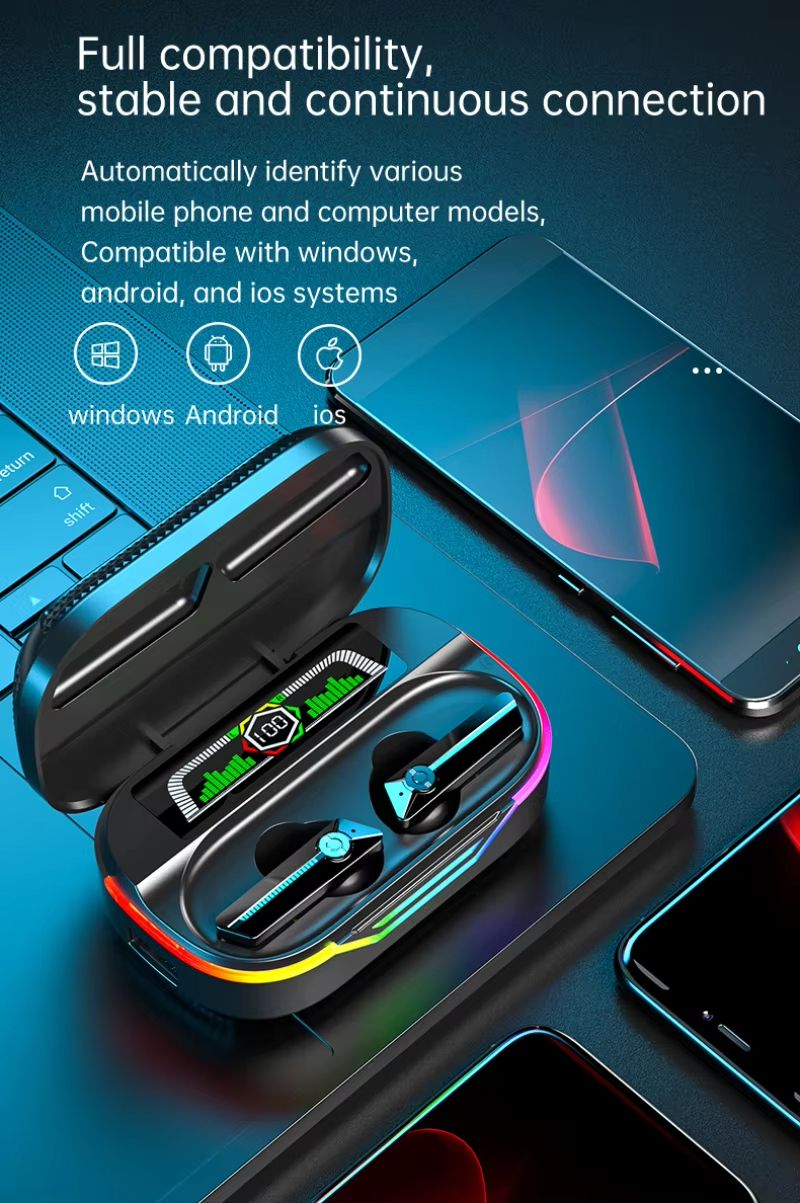 TWS Wireless Bluetooth 5.3 Earphones Noise Reduction Headset Touch Control Sound Stereo Earbuds Sport Headphones Support SD Card