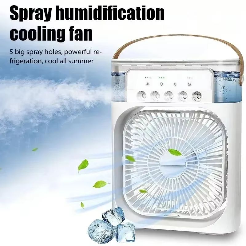New Portable humidifier fan three in one, mini USB air conditioning fan, LED night light, water mist, home fun air cooler humidi