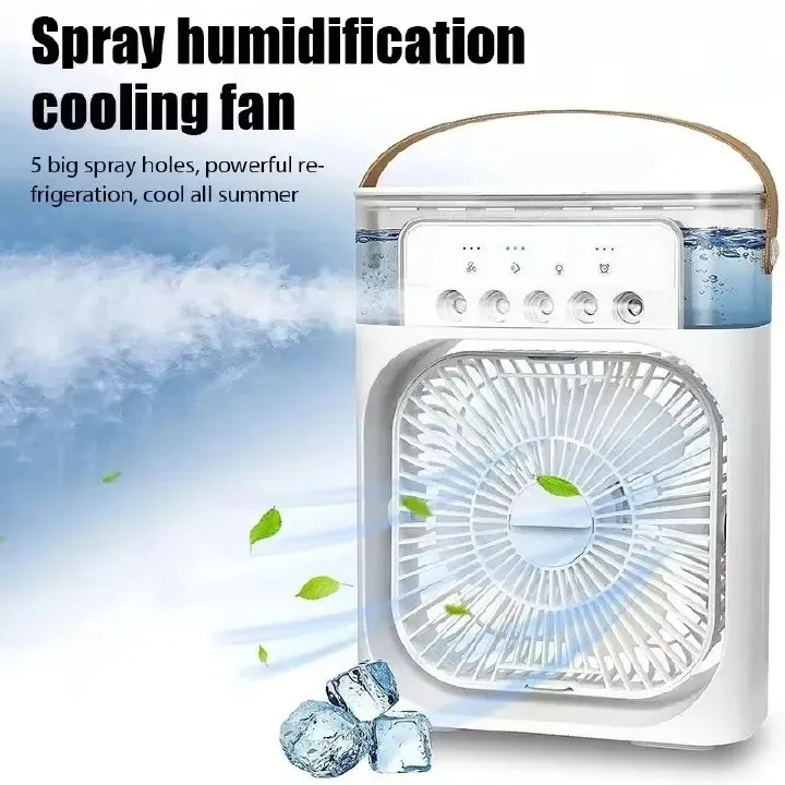 New Portable humidifier fan three in one, mini USB air conditioning fan, LED night light, water mist, home fun air cooler humidi