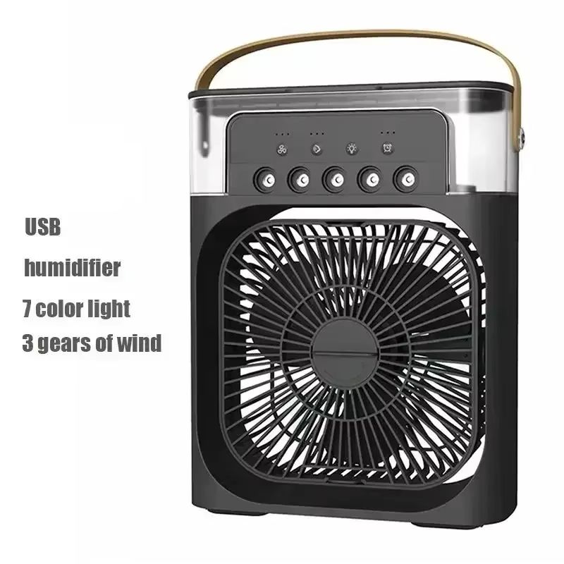 New Portable humidifier fan three in one, mini USB air conditioning fan, LED night light, water mist, home fun air cooler humidi