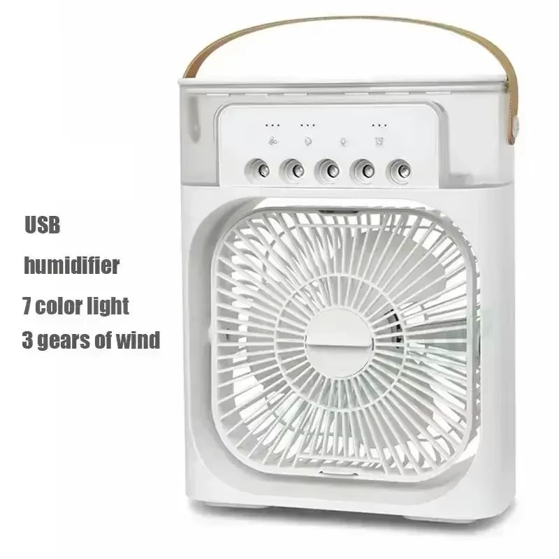 New Portable humidifier fan three in one, mini USB air conditioning fan, LED night light, water mist, home fun air cooler humidi