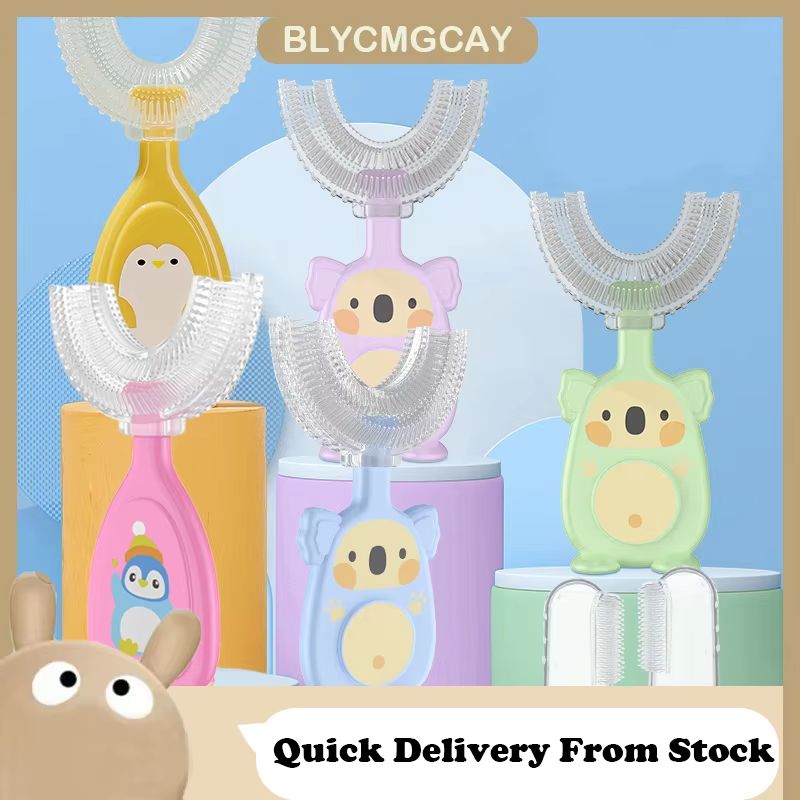 Baby 360 Degree U-shaped Oral Care Cleaning Silicone Soft Toothbrush Cartoon Penguin Koala Cute Children Toothbrush
